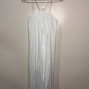 6397 Women’s White Midi Dress Size XS Strappy Minimal Cotton With Pockets